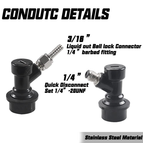 PERA Ball Lock MFL Dis-Connect Set with Swivel Nuts - 2 Pack (5/16 Gas, 1/4 Liquid Barbed)
