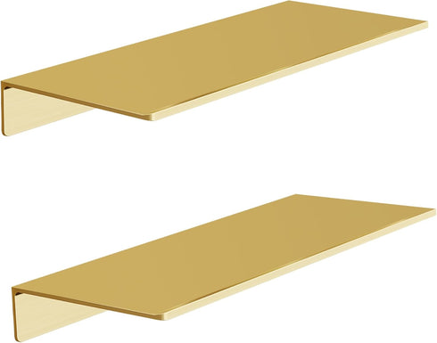 HNVNER Metal Wall Shelves Set of 2, Brushed Gold Floating Shelf, 30CM