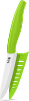 Vos Ceramic Paring Knife, 4 Inch Zirconia Blade with Sheath Cover, Green Handle for Kitchen