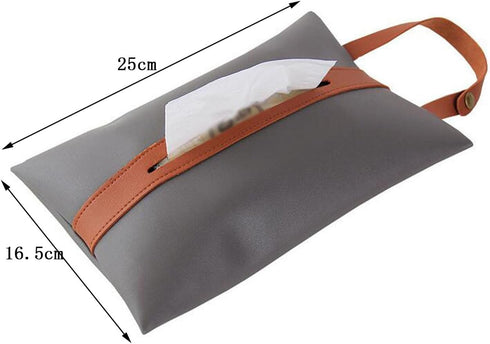 Tissues Box PU Leather Facial Paper Storage Case Rectangular Organizer Holder Decor with Hanging Strip for Kitchen Restaurant Countertops Bedroom Dressers Night Stands Desks (Gray) by Spotact