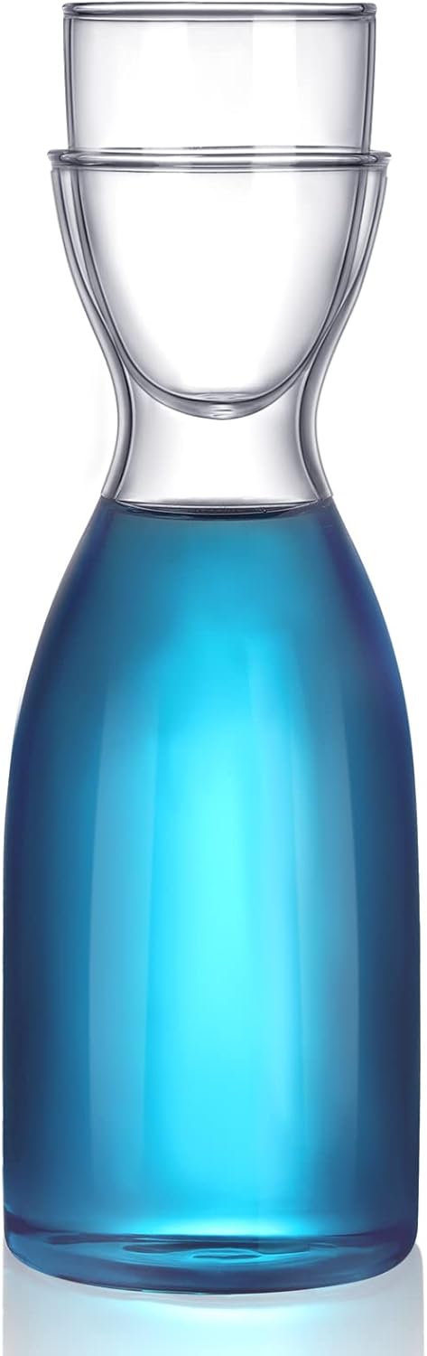 CHENGU Bedside Water Carafe Set with Tumbler Glass Set for Bathroom Mouth Washer