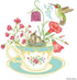 Alice's Cottage Hummingbirds and Teacup Flour Sack Kitchen Towels, Set of 2 Cotton