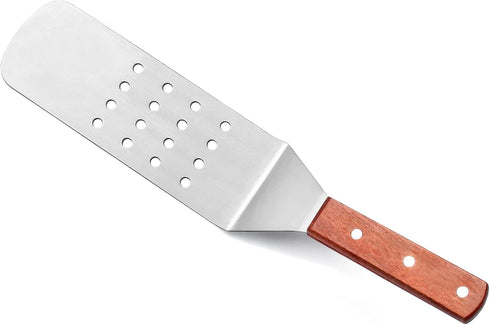New Star Foodservice 36312 Flexible Grill Turner/Spatula, Wood Handle, 14.5-Inch, Perforated