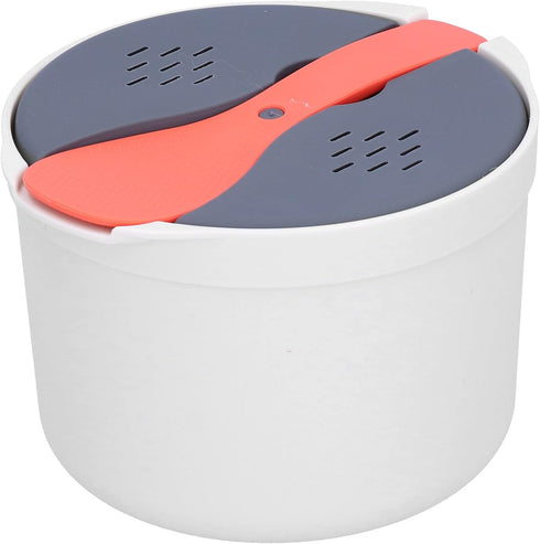 Microwave Rice Cooker - Microwave Rice and Pasta Cooker with Spoon, Easy Cooking or Reheating Set, Red