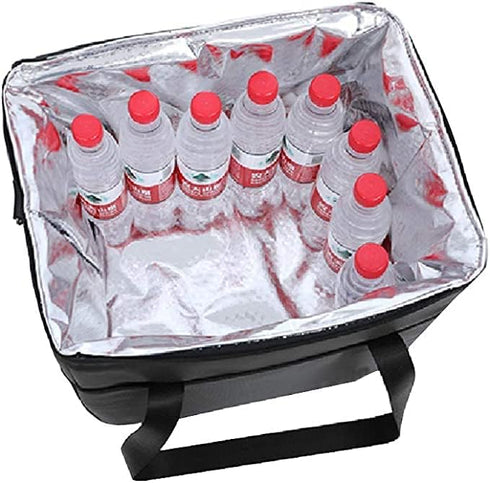 XXL Insulated Cooler Bag and Food Warmer for Delivery & Grocery Shopping, Zippered Top, Black (1 pack)