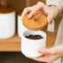 Ceramic Storage Jars, Elegant Airtight Canisters with Wooden Lid for Kitchen Spice Tea Sugar Storage (White)