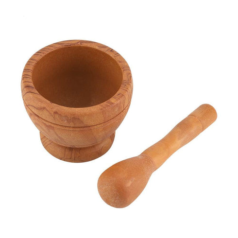 Premium Manual Mortar and Pestle Set, PP Pestle & Mortar Spice Grinder, Kitchen Bowl Smashing Tools (Wood Color)