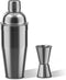 Cocktail Shaker Set, 24oz Stainless Steel Drink Shaker with Double Measuring Jigger & Built-In Strainer (Black)