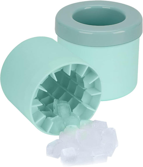 2 Pack Ice Cube Mold Cylinder Ice Trays, Portable Silicone Ice Bucket, Easy-Release Press-Type Ice Cup (Blue)