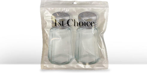 1st Choice Salt and Pepper Shakers Set of 2 with Stainless Tops (Paneled Shakers)