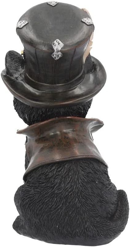 Nemesis Now Cogsmith's Steampunk Cat, Hand-Painted Black Cat Figurine with Leather Top Hat, 18.5cm
