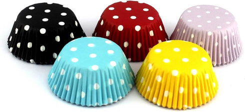 Eoonfirst Rainbow Mini Polka Dots Cupcake Liners, 300 Pcs, Food Grade & Grease-Proof Baking Cups Paper