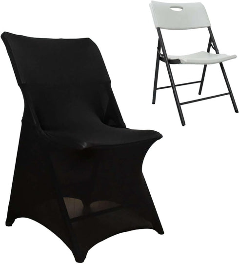 Efavormart Black Stretch Spandex Lifetime Folding Chair Cover, Premium Fitted Chair Cover
