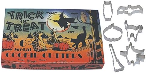R&M International Vintage Inspired Trick or Treat Halloween Cookie Cutters, 6-Piece Set in Gift Box