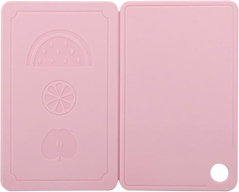 Small Cutting Board, Folding Plastic Cutting Board with Juice Grooves, Mini Pink Fruit Cutting Board