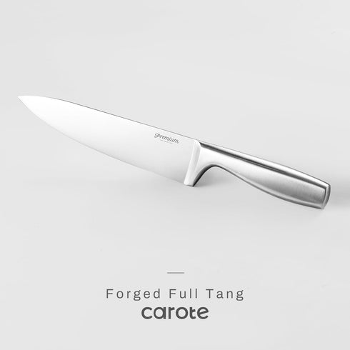 12-Piece Set, Set, CAROTE Knife All-Stainless Steel Knife Block Kitchen Knives with Wooden Block, Razor-Sharp