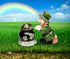 Green Leprechaun and Black Pot of Gold Tone Salt and Pepper Shakers
