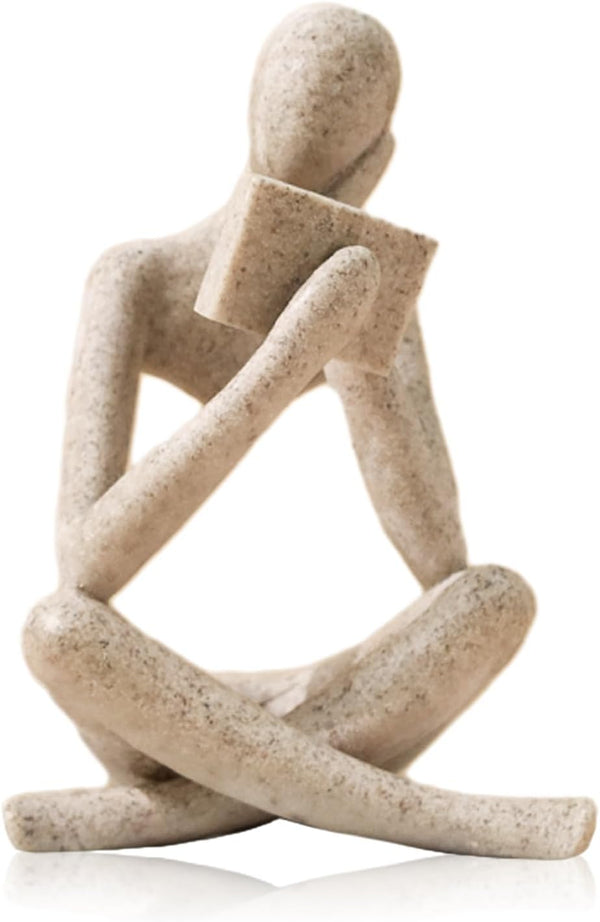 UTTCMK Bookshelf Decor Reading Statue - Abstract Art Thinker Sculpture Bookend for Shelves