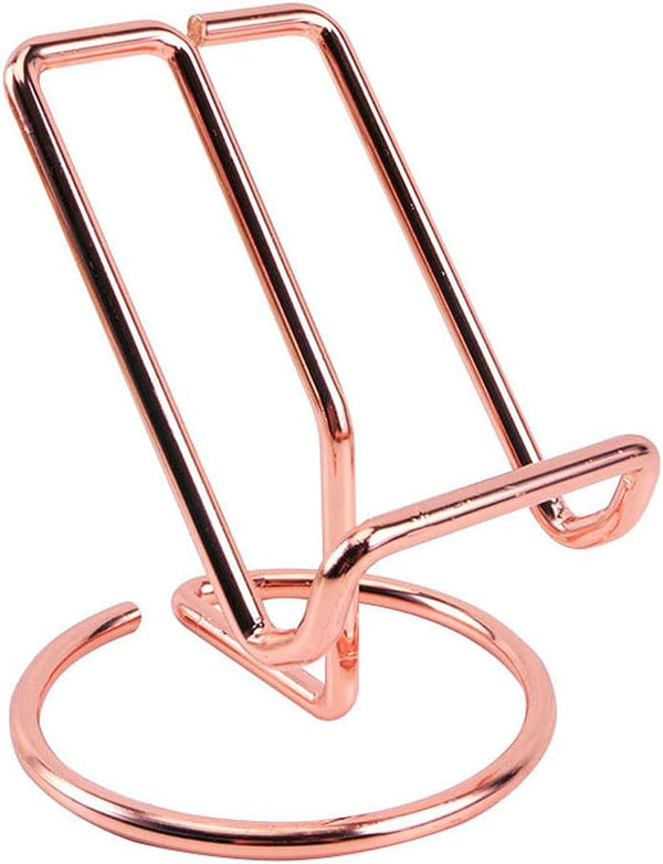 Teensery 1 Pack Metal Wire Frame Holder Stand for Tabletop Display of Pictures, Books, Cellphone Pad (Rose Gold)