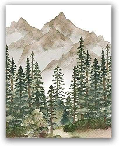 NIUNIU ART Poster-40X50Cmx3 Nursery Wall Decor Mountain Tree Nature Woodland Canvas Print Baby Boy Wall Art Pictures