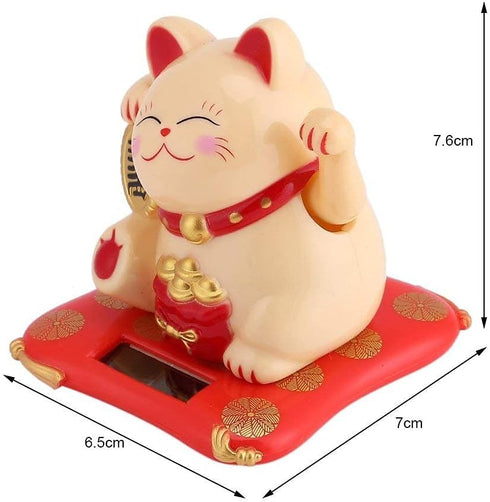 Acogedor Solar Waving Cat, Good Luck Lucky Welcoming Cat with Waving Arm for Car Home Office Decoration