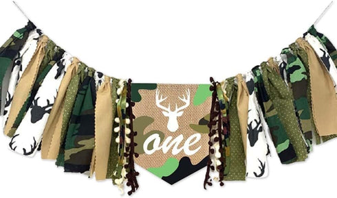XCKALI Jungle Hunting High Chair Birthday Theme Banner 1st Birthday High Chair
