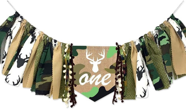 XCKALI Jungle Hunting High Chair Birthday Theme Banner 1st Birthday High Chair