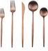 Matte Rose Gold Silverware Set - Gugrida 5-Piece 18/10 Stainless Steel Satin Finish Flatware Set, Dishwasher Safe