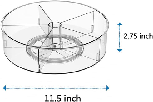 Slideep Lazy Susan Plastic Turntable, Divided Spinner for Kitchen Cabinet, Pantry, Fridge, Fully Rotating Organizer for