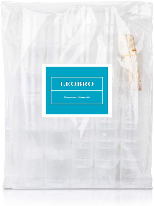 LEOBRO 36 PCS Resin Mixing Cups, 12PCS 100ML Plastic Measuring Cups, 24PCS 50ML Paint Mixing Cups with Craft Sticks