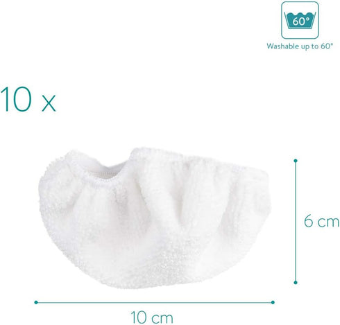 Navaris Microfibre Pads - Set of 10 Washable Replacement Cloths for Handheld Steam Cleaner 49454 - Floor, Wall Cleaning
