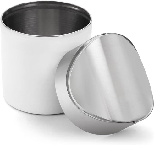 ZOOFOX 2 Pack Mini Trash Can, White Stainless Steel Garbage Bin with Swing Lid for Home, Office, and Kitchen
