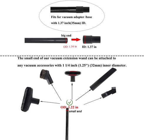 3 Pcs 1.25inch 32mm Vacuum Extension Wand, 1 1/4" Plastic Pipe for Vacuum Cleaner Replacement Tubes.