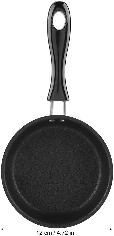 12cm Mini Round Frying Pan for Frying Eggs, Iron Coating Kitchen Cookware, Household Small Kitchen Cooker, Black