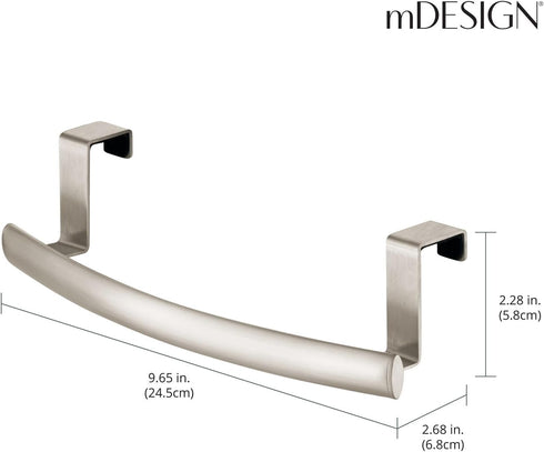 mDesign Steel Over Door Curved Towel Bar Storage, Hanger for Cabinet or Cupboard, Holder Rack for Kitchen, Bathroom