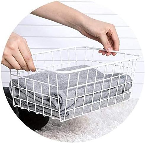 iPEGTOP Wire Storage Freezer Baskets, Set of 6 Large 15.4" White Organizer Storage Bins with Handles for Kitchen,