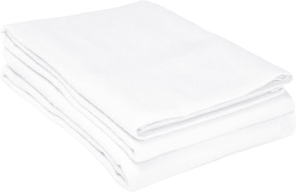 Superior Flannel Cotton Pillowcase Bedding Set, 2 Pillow Covers, Standard, White