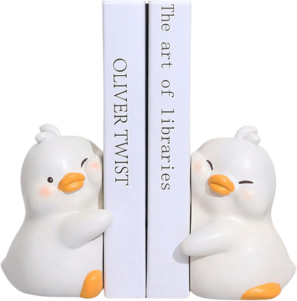 Cute Hug Ducks Decorative Bookends, Unique Book Ends to Hold Books Creative