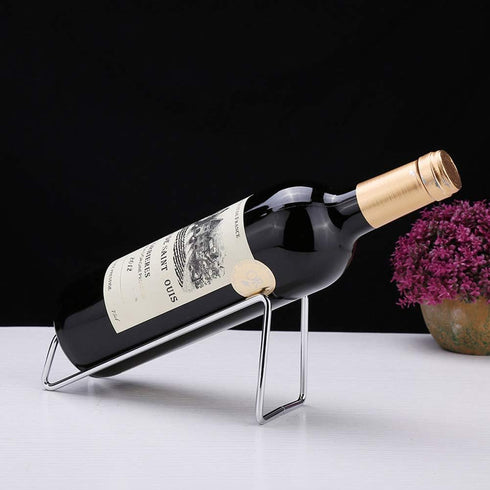 Metal Wine Rack Freestanding, Geometric Design Tabletop Holder for Wine Bottle Storage, Perfect Countertop Stand