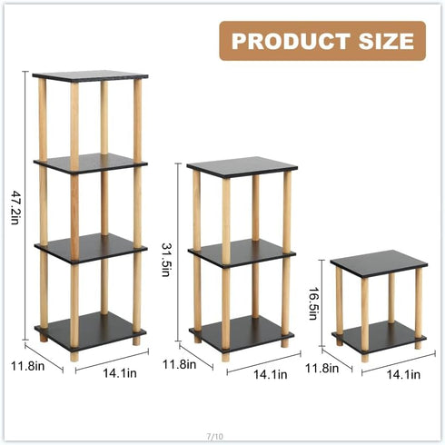 Haeterna 3-Tier Assembly,11.8" 14.1" 31.5" inches. Black Bookshelf, Wooden Bookcase with Open Shelves, for Small