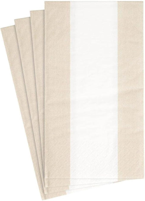 Caspari Bandol Stripe Paper Guest Towel Napkins in Natural, Pack of 15