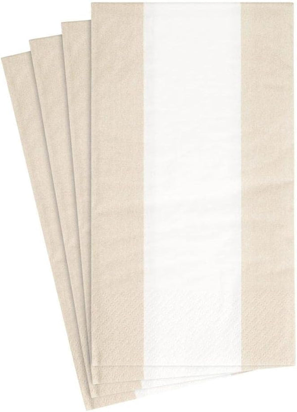 Caspari Bandol Stripe Paper Guest Towel Napkins in Natural, Pack of 15