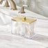 mDesign Modern Square Bathroom Vanity Storage Organizer Canister Jar for Cotton Swabs, Makeup Sponges - Clear/Soft Brass