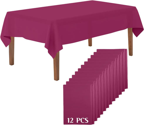 Mountclear Disposable Plastic Tablecloths for Parties, Pack of 12, 54x108” Rectangle for Events
