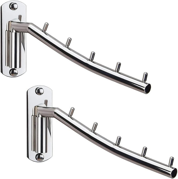 2 Pcs Folding Wall Mounted Clothes Suit Hangers Rack - Heavy Duty Stainless Steel Coat Hook for Bathroom, Bedroom