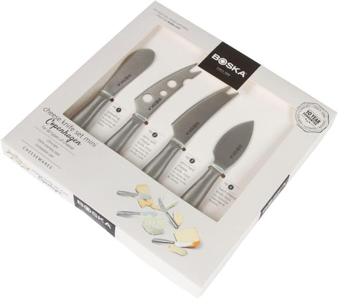 BOSKA Stainless Steel Cheese Knife Set - 4 Mini Copenhagen Knives, Silver Non-Stick, Dishwasher Safe