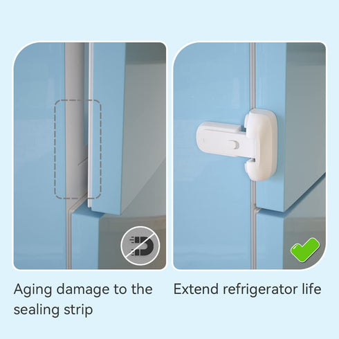 SAFELON 2 Pcs Baby Safety Fridge Lock, Child Proof Refrigerator Freezer Door Lock (White)