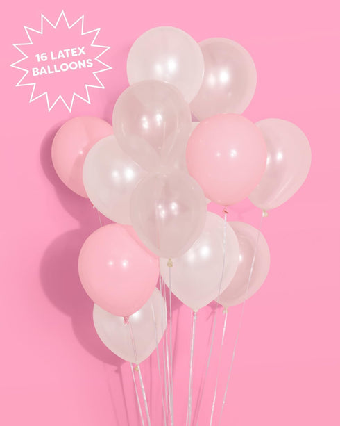 xo, Fetti Party Decorations Pink Latex + Iridescent Foil Bow Balloons - 20 pk | Bachelorette Decorations, Bow Birthday Party, Bridal Engagement Decor, Coquette Cute, Baby Shower, Tea Ribbon Decor