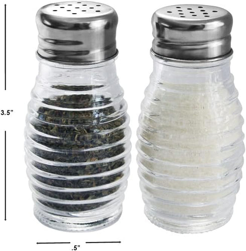 Home Basics Beehive-Style Glass Salt and Pepper Shakers (Silver) - 2 Piece Set with Easy Screw On Lids