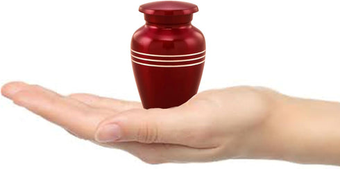 Immortal-Memories Serenity Mini Keepsake Urn for Ashes - Token Urn with Velvet Bag, Mini Jar, Pet Urn (Red)
